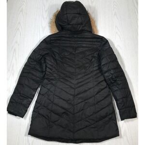 Andrew Marc New York Quilted Down Jacket Women S Black Coyote Fur Trim Puffer